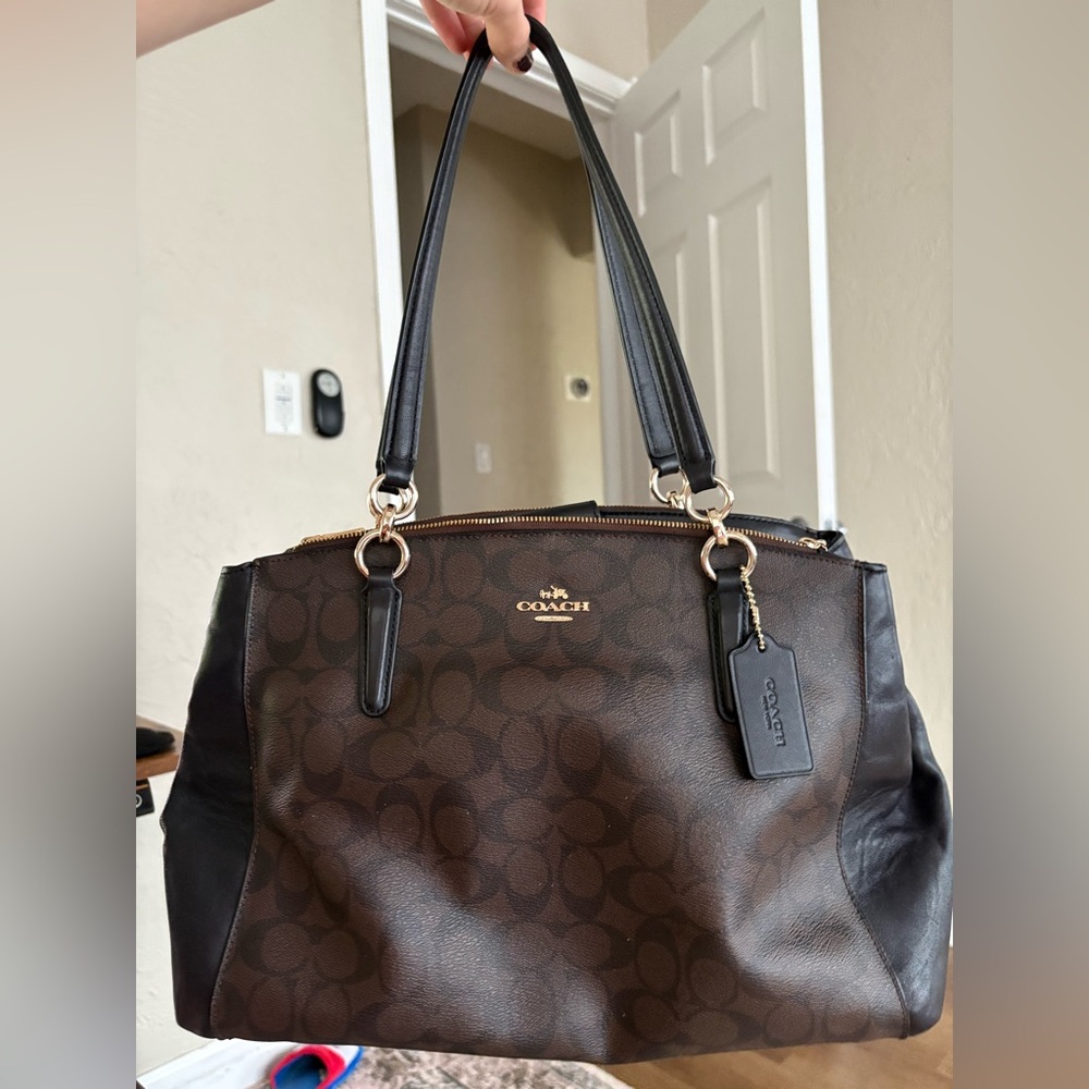 Coach Dark Brown and Black Shoulder Bag